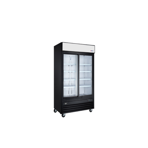 Omcan 40" Commercial Display Refrigerator – 2 Sliding Glass Doors, 31.5 Cu. Ft. (892 L), R290 Refrigeration – Black / White, 50131 / 50127