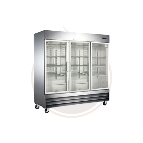 Stainless Steel Refrigerator With 3 Glass Doors