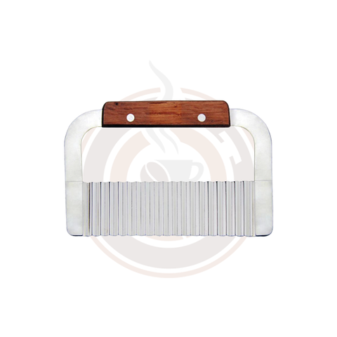 Omcan 7" Inch SS Crinkle Cut with Wooden Handle (10/case) - 80006