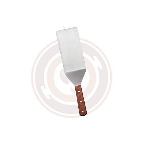 Omcan Kitchen Turner With Cutting Edge And 5" X 6" Blade With Wooden Handle (10/case) - 80079