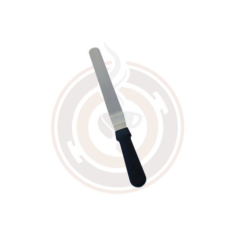 Omcan Stainless Steel Offset Spatula With 6 1/2" X 1 5/16" Blade And Black Plastic Handle (20/case) - 80142
