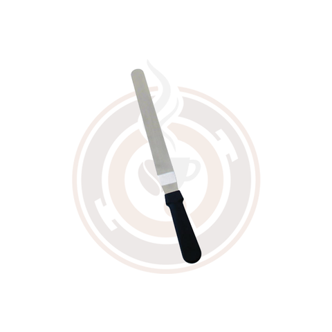 Omcan Stainless Steel Offset Spatula With 8 1/2" X 1 1/2" Blade And Black Plastic Handle (15/case) - 80143