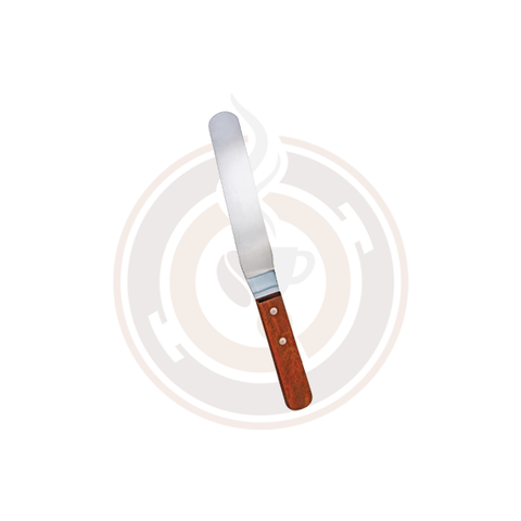 Omcan Stainless Steel Offset Spatula With 6 1/2" X 1 5/16" Blade And Wooden Handle (25/case) - 80144