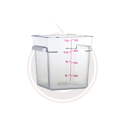 Omcan 8 QT Polycarbonate Clear Square Food Storage Container (10/case) - 80169