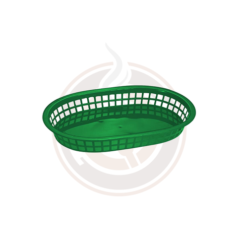 Omcan 10" x 7" Green Plastic Oval Platter - 80354