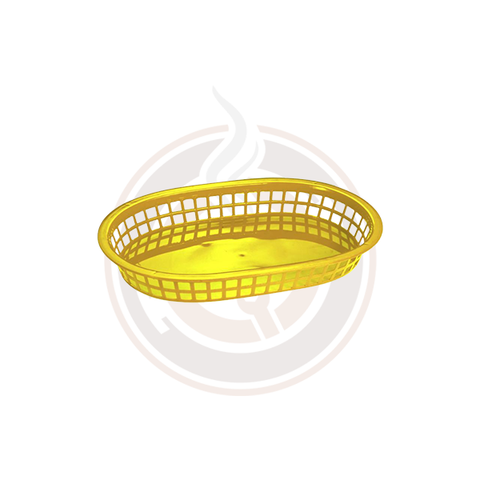 Omcan 10" x 7" Yellow Plastic Oval Platter - 80357