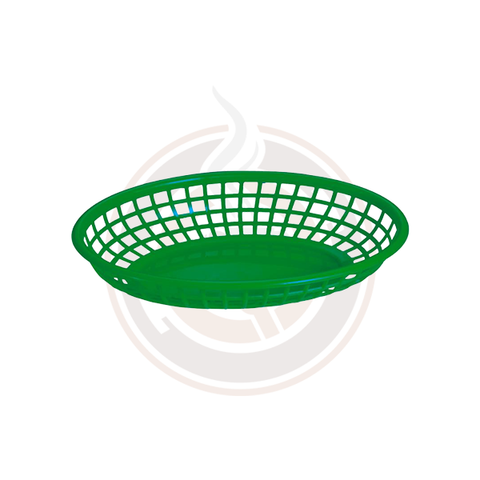 Omcan 10" x 7" Green Plastic Oval Basket (12/case) - 80359