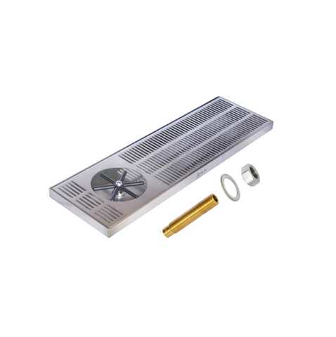 20"x 7" Side Spray Glass Rinser Drip Tray - Brushed Stainless - With Drain - Plastic